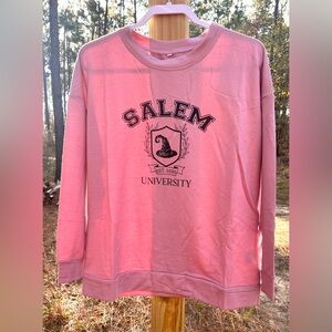 Women's Rose Pink Salem University Graphic Crewneck Sweatshirt Longsleeve Large